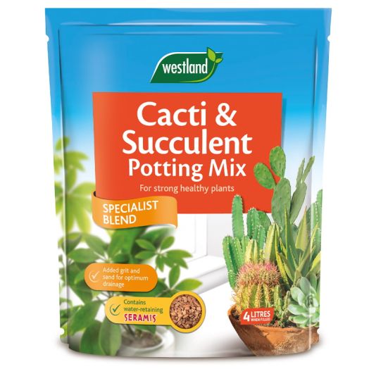 Westland Cacti & Succulent Potting Compost Mix Enriched with Seramis - 4 Litre