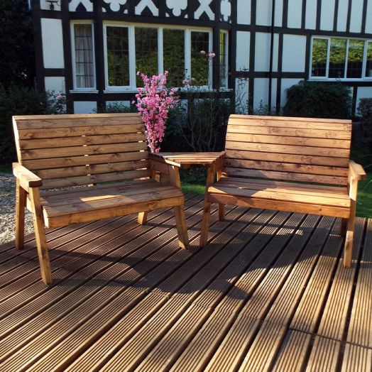 Charles Taylor Twin Two-Seat Bench Set Angled