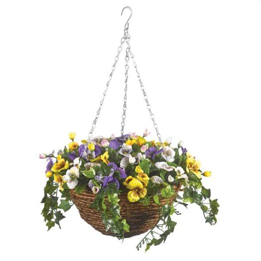 Smart Garden Easy Basket Artificial Topiary Pansies Hanging Basket 12" (30cm)