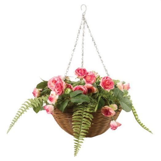 Smart Garden Easy Basket Artificial Topiary Pink Perfection Hanging Basket 14" (35cm)