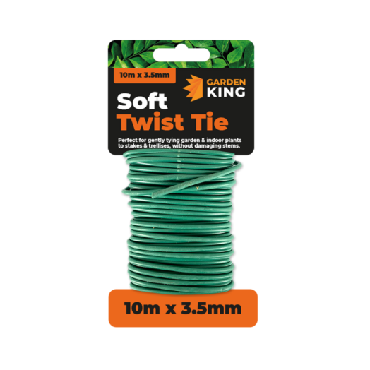 Garden King 10m Soft Twist Tie for gentle plant support in gardens and greenhouses

